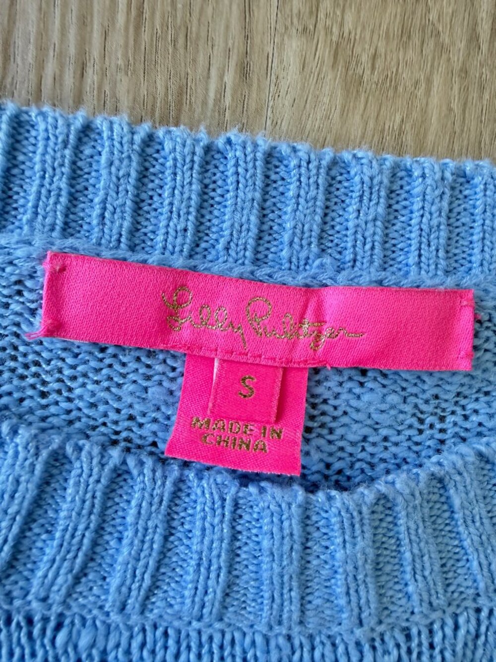 LILLY PULITZER Blue Pippy Cotton-blend Intarsia Sweater SMALL - Picture 2 of 6